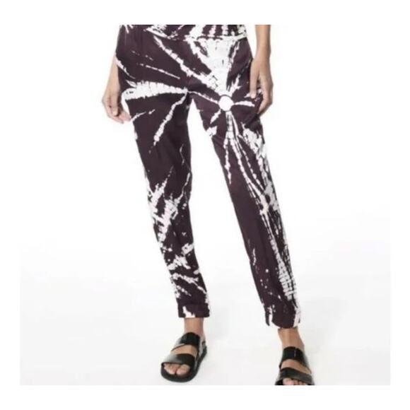Young Fabulous & Broke Silky Tie Dye Jogger Pants Burgundy Small NWOT - Picture 1 of 6